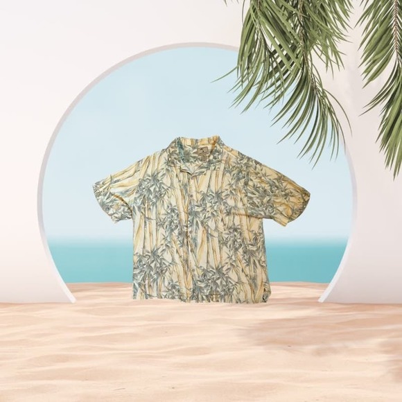 Jamaica Jaxx Men's XXL Hawaiian Shirt with front pocket 100% Silk 2XL - Picture 1 of 5